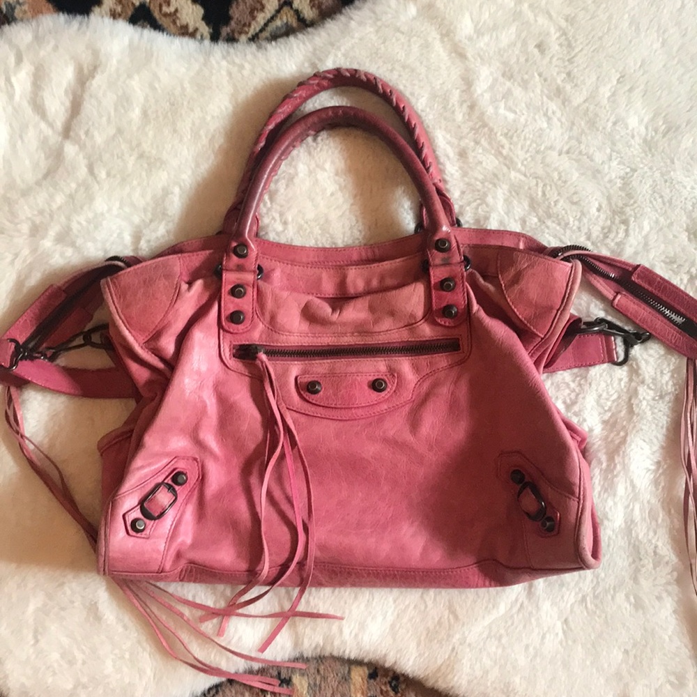 Balenciaga City 2way Pink Leather Satchel